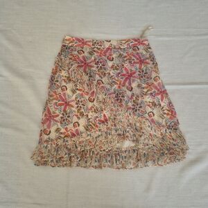Free People Floral Print Ruffle Layered Mini Skirt